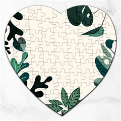 Leaves Plants Foliage Border Jigsaw Puzzle (Heart)