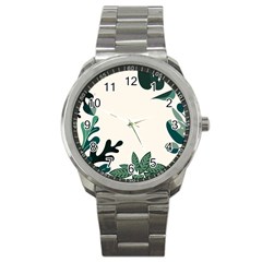 Leaves Plants Foliage Border Sport Metal Watch