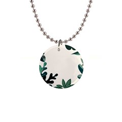 Leaves Plants Foliage Border 1  Button Necklace by Sarkoni