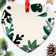 Leaves Plants Foliage Border Heart Ornament (Two Sides)