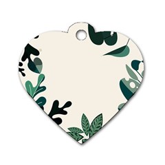 Leaves Plants Foliage Border Dog Tag Heart (two Sides) by Sarkoni