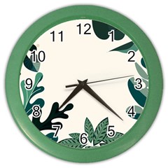 Leaves Plants Foliage Border Color Wall Clock