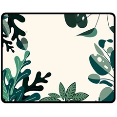 Leaves Plants Foliage Border Fleece Blanket (Medium)