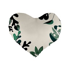 Leaves Plants Foliage Border Standard 16  Premium Heart Shape Cushions