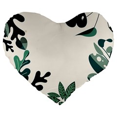 Leaves Plants Foliage Border Large 19  Premium Heart Shape Cushions