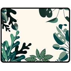 Leaves Plants Foliage Border Two Sides Fleece Blanket (Medium)