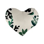 Leaves Plants Foliage Border Standard 16  Premium Flano Heart Shape Cushions Front