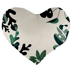 Leaves Plants Foliage Border Large 19  Premium Flano Heart Shape Cushions