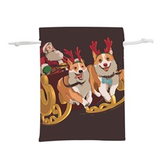 Christmas Santa Claus Dog Sled Lightweight Drawstring Pouch (l) by Sarkoni