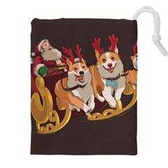 Christmas Santa Claus Dog Sled Drawstring Pouch (4xl) by Sarkoni