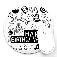 Happy Birthday Celebration Party Round Mousepad by Sarkoni