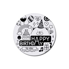 Happy Birthday Celebration Party Rubber Round Coaster (4 Pack) by Sarkoni