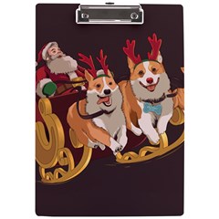 Christmas Santa Claus Dog Sled A4 Acrylic Clipboard by Sarkoni