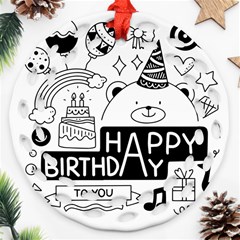 Happy Birthday Celebration Party Round Filigree Ornament (two Sides) by Sarkoni