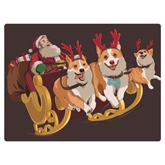 Christmas Santa Claus Dog Sled Premium Plush Fleece Blanket (extra Small) by Sarkoni