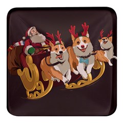 Christmas Santa Claus Dog Sled Square Glass Fridge Magnet (4 Pack) by Sarkoni