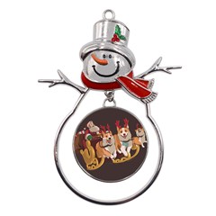 Christmas Santa Claus Dog Sled Metal Snowman Ornament by Sarkoni