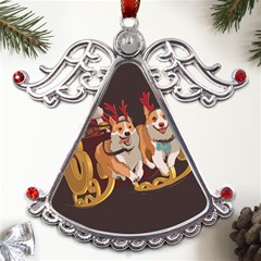 Christmas Santa Claus Dog Sled Metal Angel With Crystal Ornament by Sarkoni