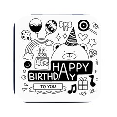 Happy Birthday Celebration Party Square Metal Box (black) by Sarkoni