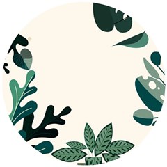 Leaves Plants Foliage Border Wooden Puzzle Round