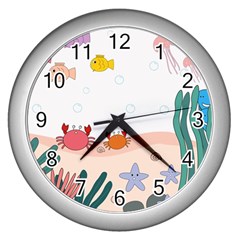 Cartoon Marine Life Marine Drawing Wall Clock (silver) by Sarkoni