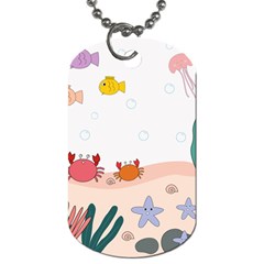 Cartoon Marine Life Marine Drawing Dog Tag (one Side) by Sarkoni