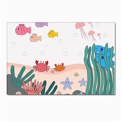 Cartoon Marine Life Marine Drawing Postcards 5  X 7  (pkg Of 10) by Sarkoni