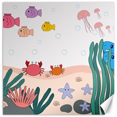 Cartoon Marine Life Marine Drawing Canvas 12  X 12  by Sarkoni