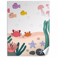 Cartoon Marine Life Marine Drawing Canvas 12  X 16  by Sarkoni