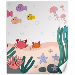 Cartoon Marine Life Marine Drawing Canvas 20  X 24  by Sarkoni