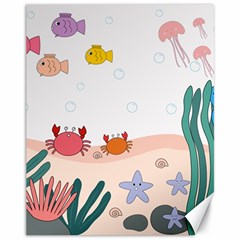 Cartoon Marine Life Marine Drawing Canvas 11  X 14  by Sarkoni