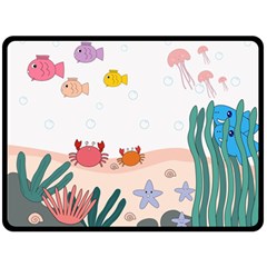 Cartoon Marine Life Marine Drawing Fleece Blanket (large) by Sarkoni