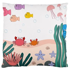 Cartoon Marine Life Marine Drawing Large Cushion Case (one Side) by Sarkoni