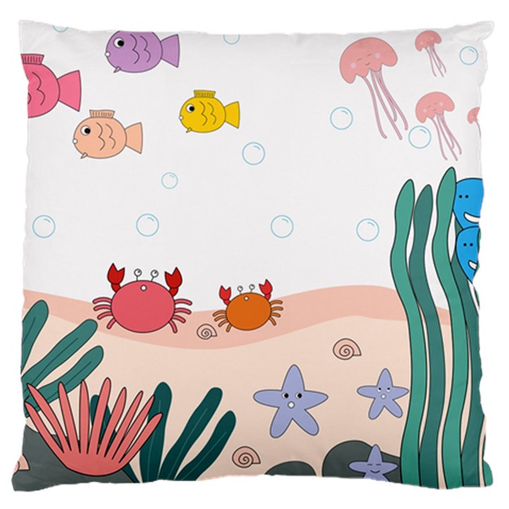 Cartoon Marine Life Marine Drawing Large Cushion Case (Two Sides)