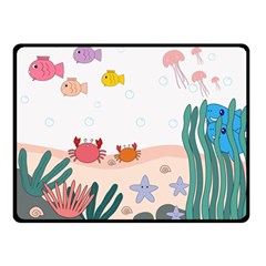 Cartoon Marine Life Marine Drawing Two Sides Fleece Blanket (small) by Sarkoni