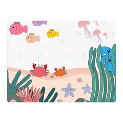 Cartoon Marine Life Marine Drawing Two Sides Premium Plush Fleece Blanket (mini) by Sarkoni