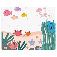 Cartoon Marine Life Marine Drawing Two Sides Premium Plush Fleece Blanket (medium) by Sarkoni