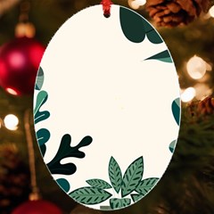 Leaves Plants Foliage Border UV Print Acrylic Ornament Oval