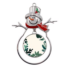 Leaves Plants Foliage Border Metal Snowman Ornament