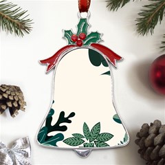 Leaves Plants Foliage Border Metal Holly Leaf Bell Ornament