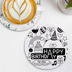 Happy Birthday Celebration Party Uv Print Round Tile Coaster by Sarkoni