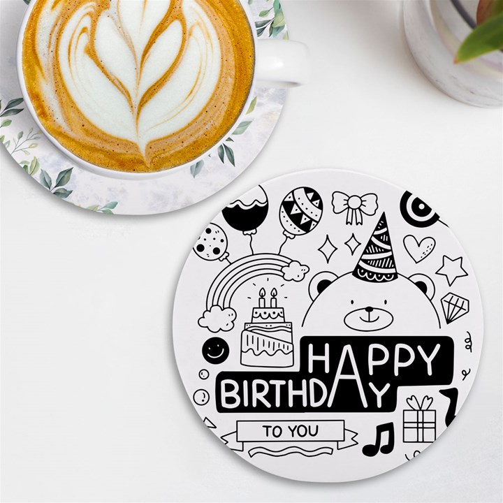 Happy Birthday Celebration Party UV Print Round Tile Coaster