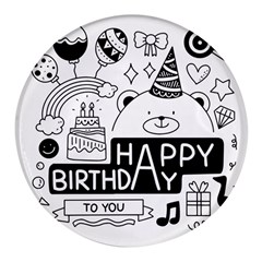 Happy Birthday Celebration Party Round Glass Fridge Magnet (4 Pack) by Sarkoni