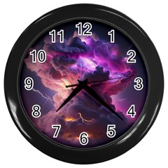 Cloud Heaven Storm Chaos Purple Wall Clock (black) by Sarkoni