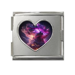 Cloud Heaven Storm Chaos Purple Mega Link Heart Italian Charm (18mm) by Sarkoni