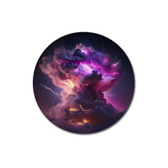 Cloud Heaven Storm Chaos Purple Magnet 3  (round) by Sarkoni