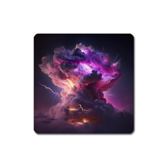 Cloud Heaven Storm Chaos Purple Square Magnet by Sarkoni