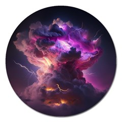 Cloud Heaven Storm Chaos Purple Magnet 5  (round) by Sarkoni