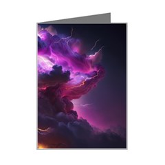 Cloud Heaven Storm Chaos Purple Mini Greeting Card by Sarkoni