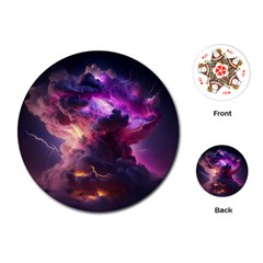 Cloud Heaven Storm Chaos Purple Playing Cards Single Design (round) by Sarkoni